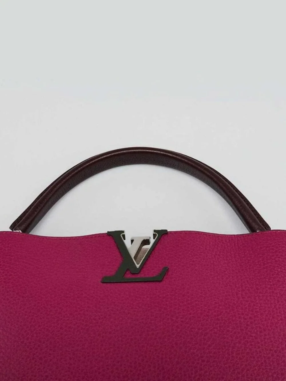 Louis Vuitton Galet/Violet Taurillon Leather Capucines MM Bag